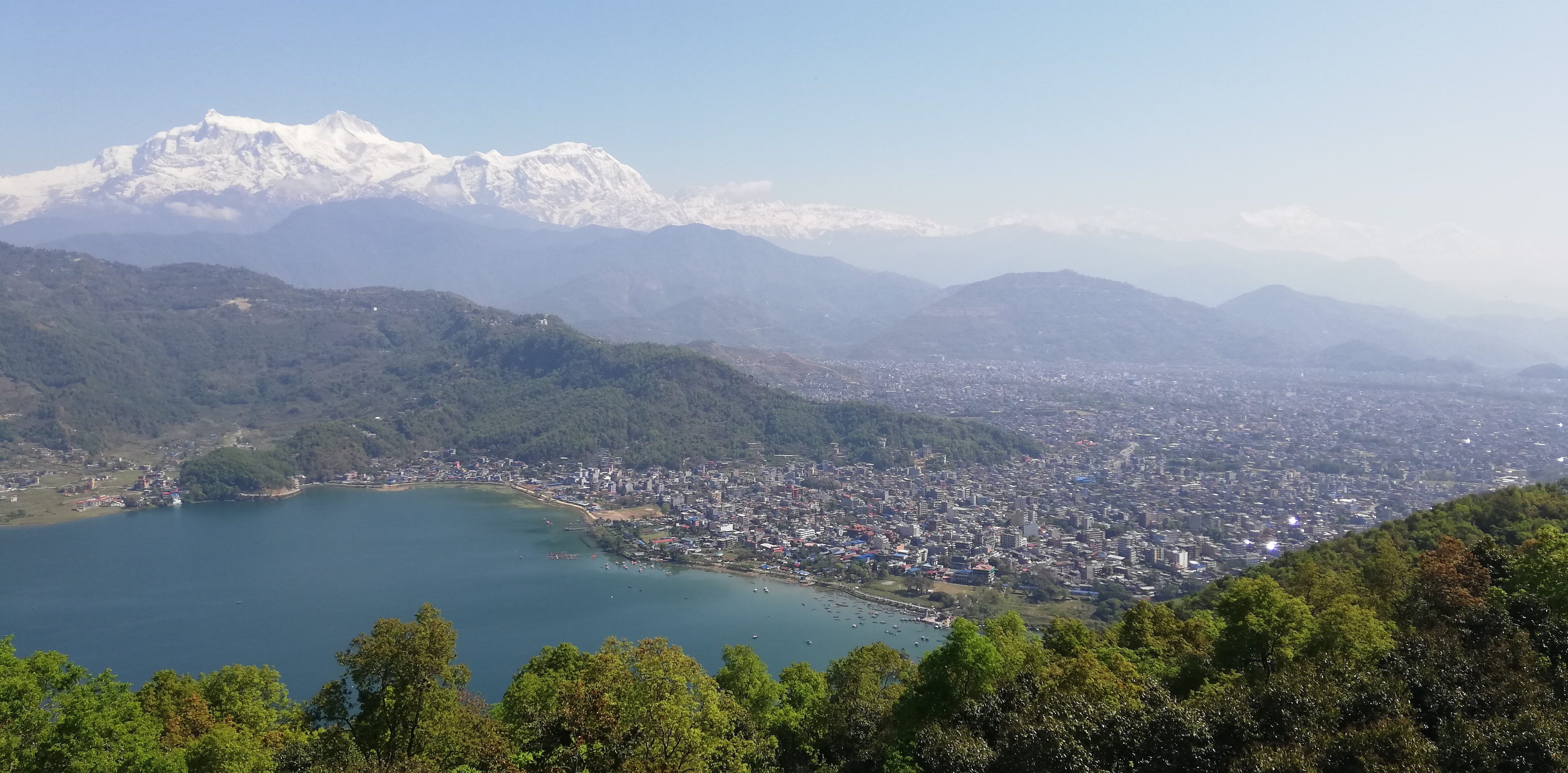 View of Pokhara and the Annapurna’s, Day 1 of Panchase trek View of Pokhara and the Annapurna’s, Day 1 of Panchase trek
